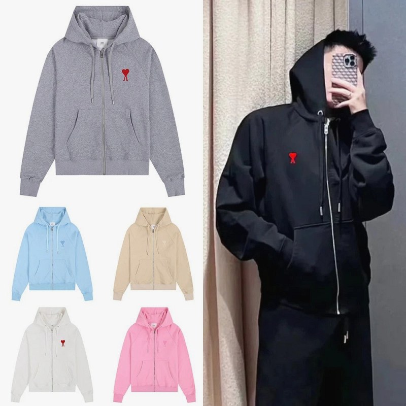 Ami Paris Heart-Print Zipper Hoodie Collection Review: 45 Color References, Loopback Weight and Landed Cost