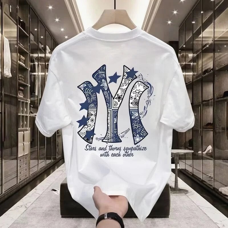 MLB Blue Printed Streetwear T-Shirt Review: Flat-Lay Measurements and Print-Alignment Checks on a $3.73 Summer Tee