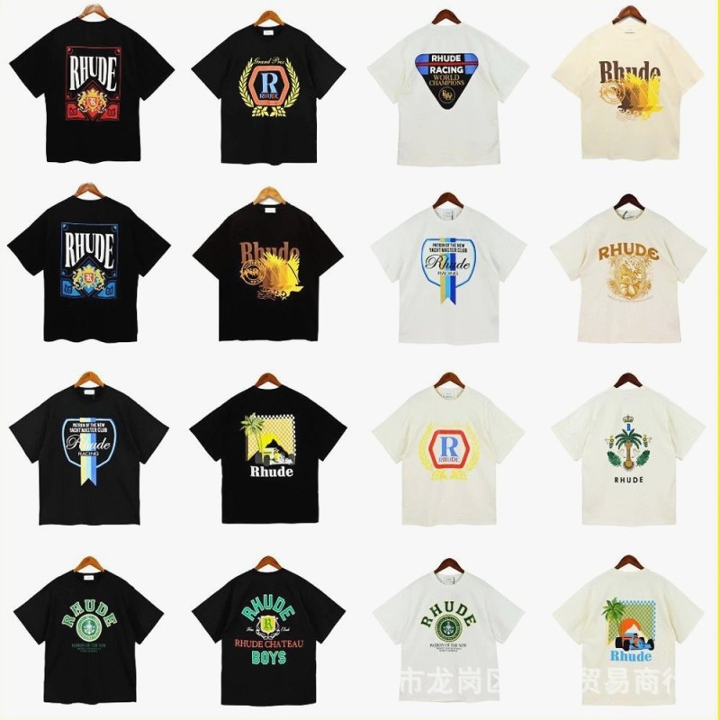 Rhude Trendy T-Shirts with Various Printed Designs Review: A 240g Cotton Tee Tested Flat